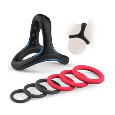 7 pcs red and black cock rings set