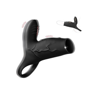 Black Vibrating ( 10 Speeds) Silicone Headless Cock Sleeve with Clitoris Vibrator