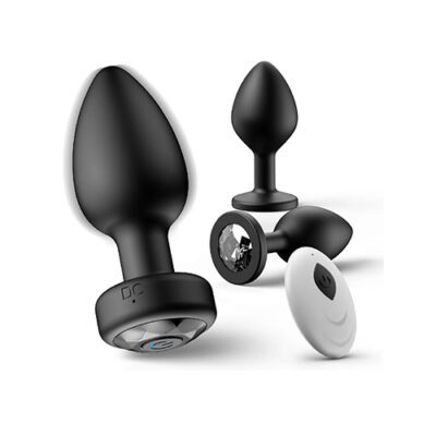 10-Speed Black Remote Control Butt Plug Set