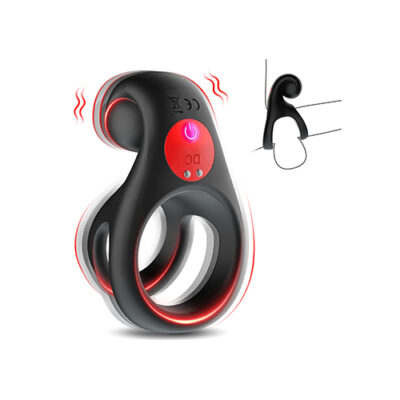 Double Loop Vibrating Cock Rings with Clit Stimulator - Rechargeable - 10 Speeds