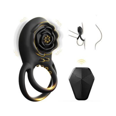 Black Remote Control Double Vibrating Cock Rings