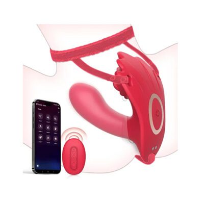 App & Remote Control Wearable Butterfly Panty Vibrator with Red Thong