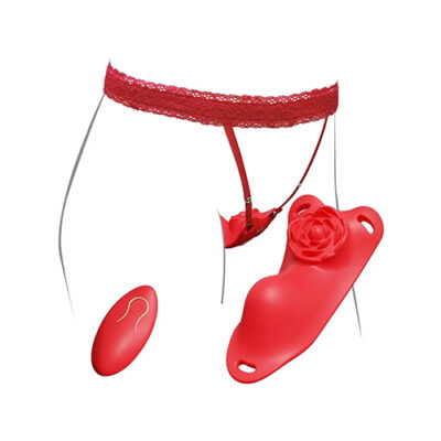 Remote control wearable panty vibrator with red thong