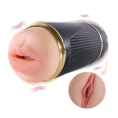 Realistic 2n1 Vibrating (Pussy & Mouth) Masturbator