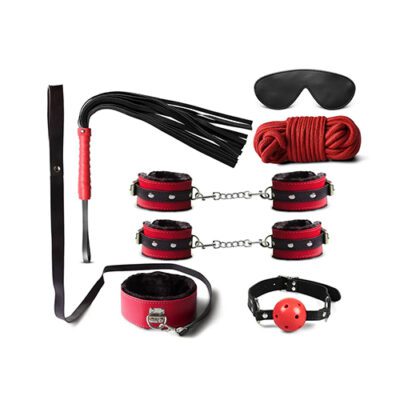 7Pcs Black and Red Bondage Set