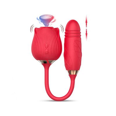 Rose toy with thrusting vibrator